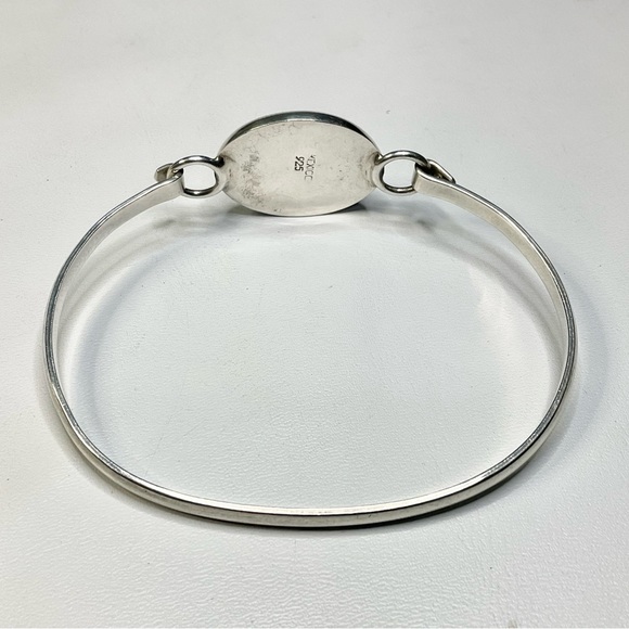 Vtg Sterling Silver Abalone Bangle Mexican Silver Bracelet - Picture 4 of 8